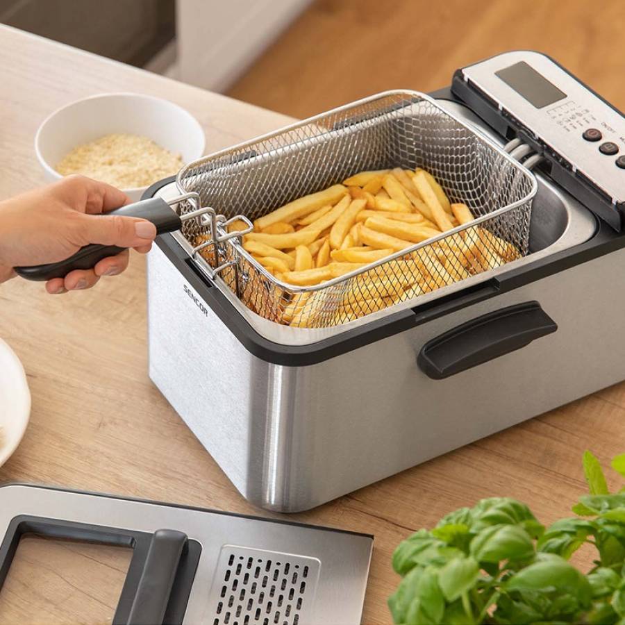 Friteuza Oțel Inoxidabil Control Temperatură, Capacitate 3,2L, Putere 2200W