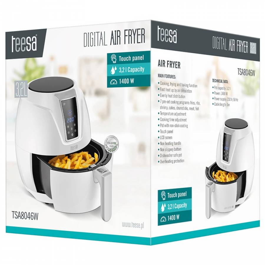 Friteuza Electrica Air Fryer, 3.2L, 1400W, Gatit, Prajit, Coacere