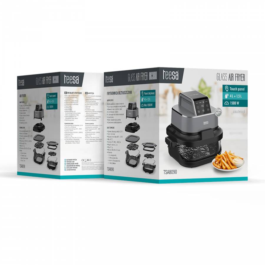 Friteuza Aer Airfryer 4l+1.5l 1500w Sticla Teesa
