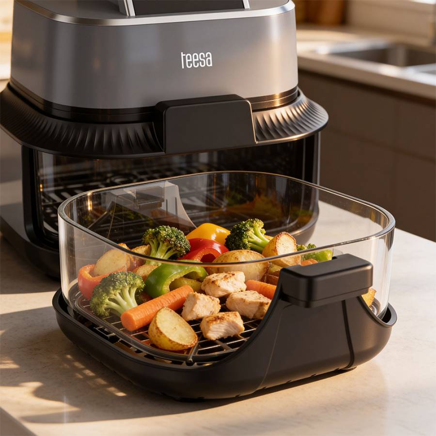 Friteuza Aer Airfryer 4l+1.5l 1500w Sticla Teesa