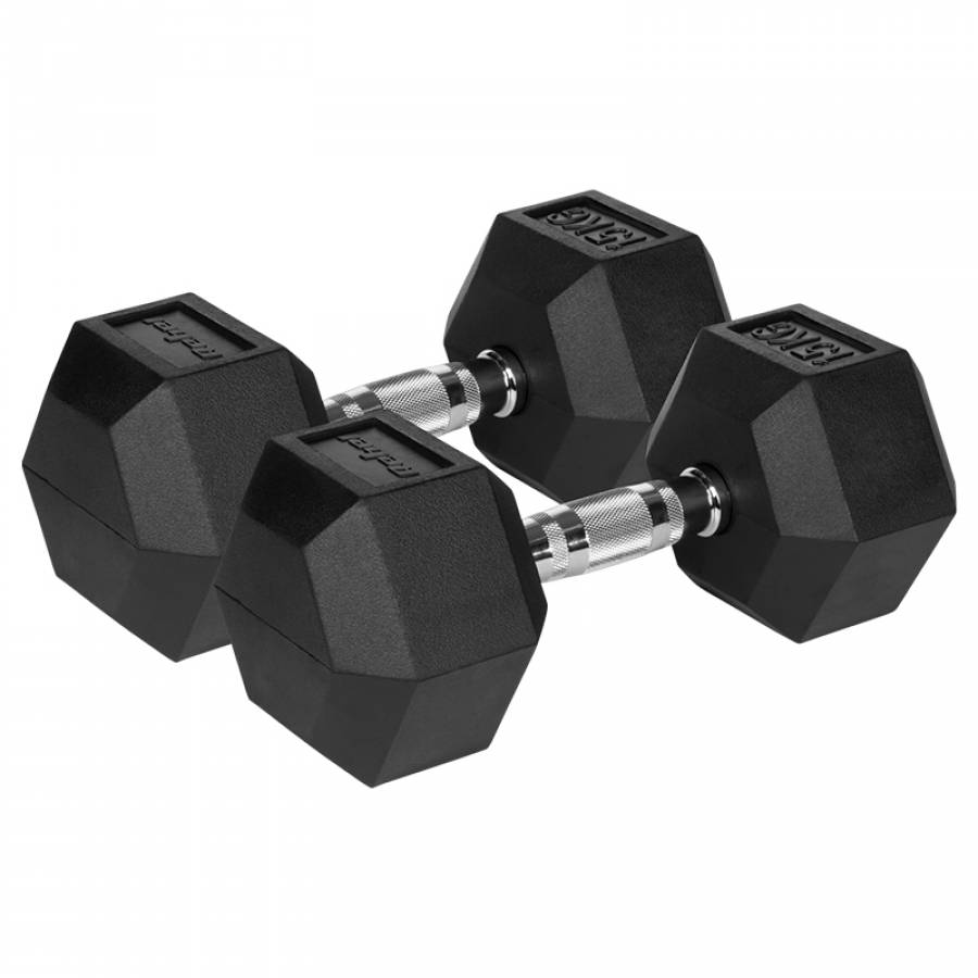 Gantere Hex Fonta Cauciucata 2x15kg Rebel Fitness