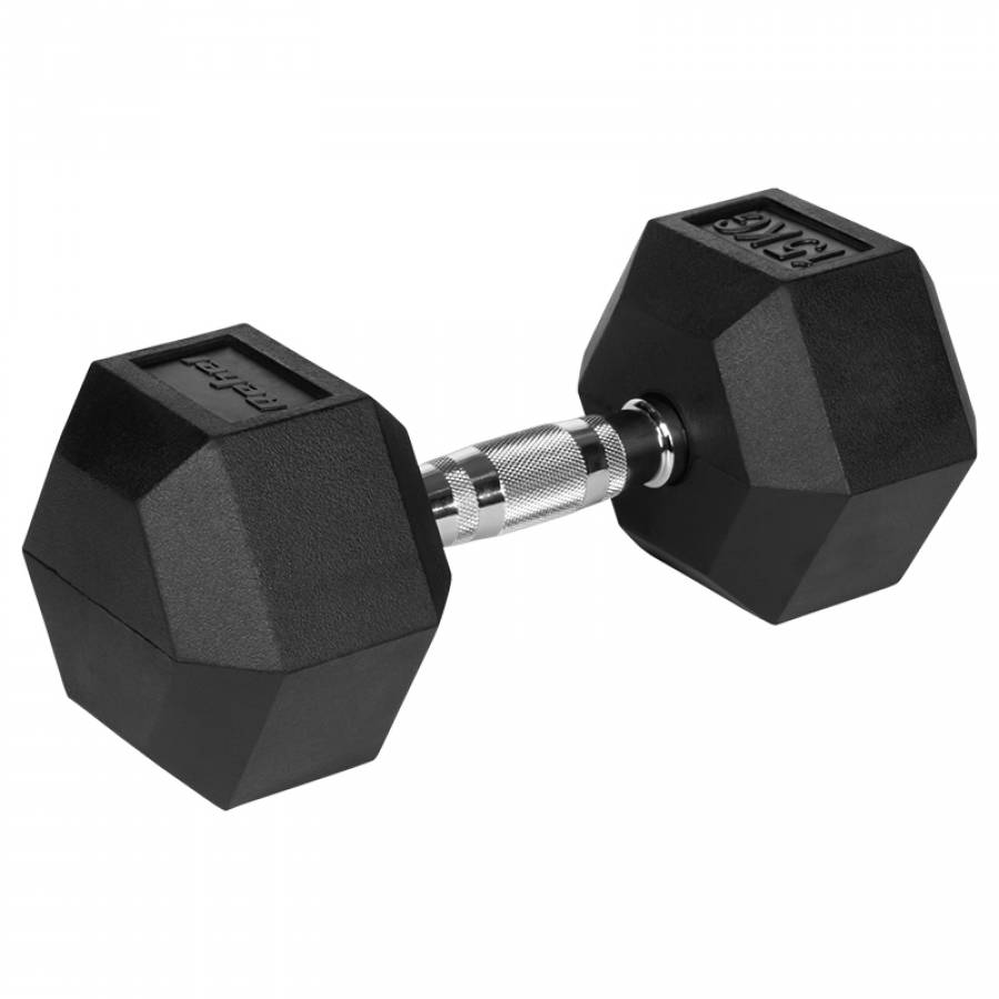 Gantere Hex Fonta Cauciucata 2x15kg Rebel Fitness