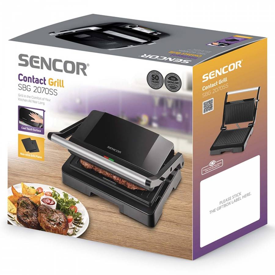 Gratar Electric Sencor otel inoxidabil, 1000 W, Negru