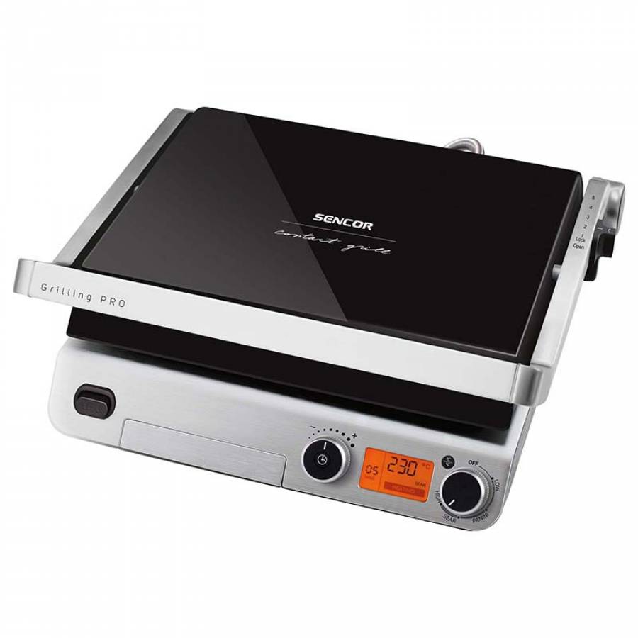 Gratar Electric Sencor 2000 W, Senzor automat gatit, Anti-alunecare, Negru