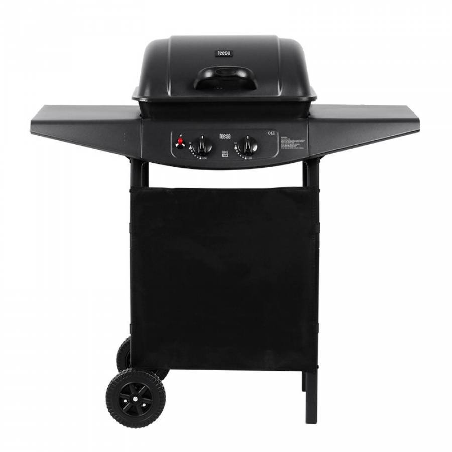 Grill cu 2 arzatoare pe gaz, putere 5kW, negru