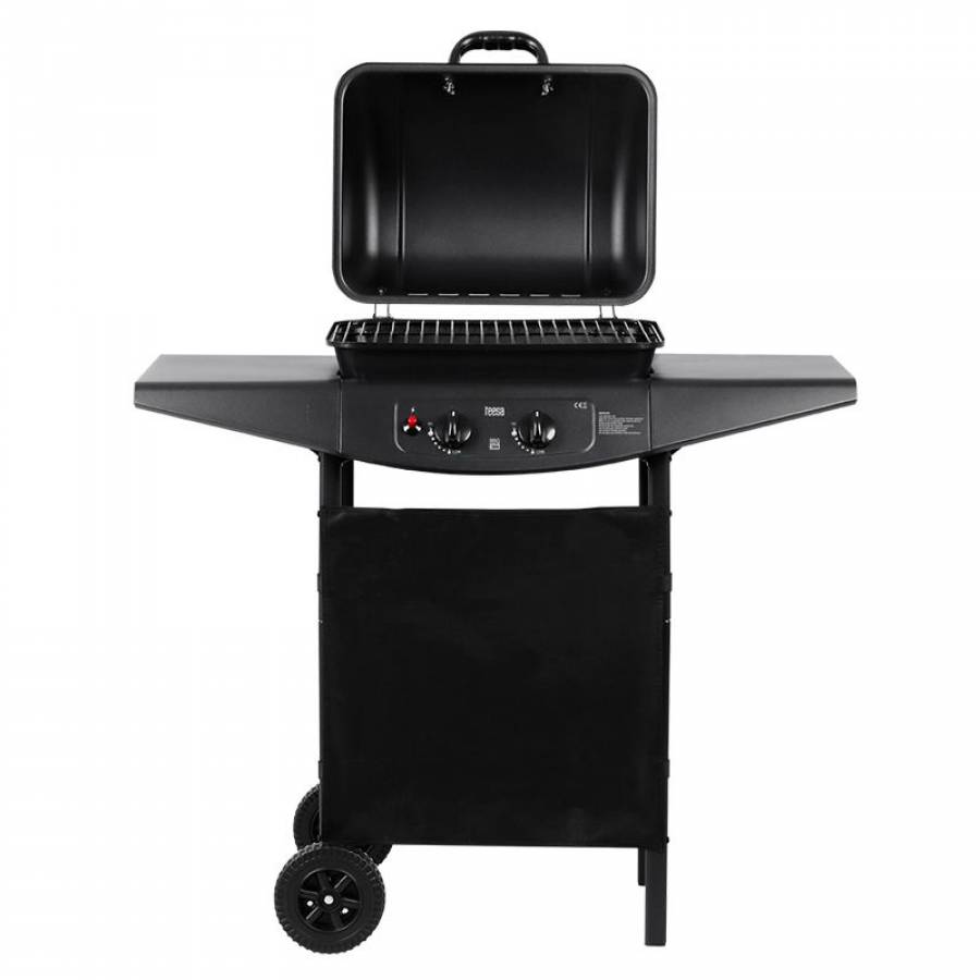 Grill cu 2 arzatoare pe gaz, putere 5kW, negru