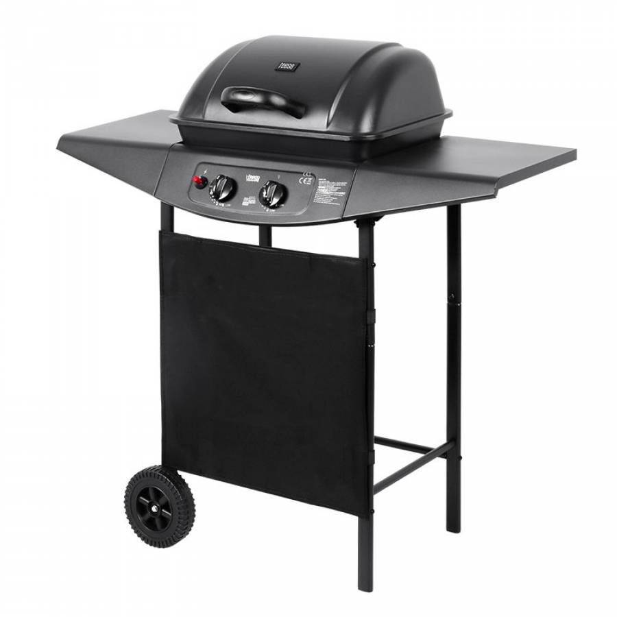 Grill cu 2 arzatoare pe gaz, putere 5kW, negru