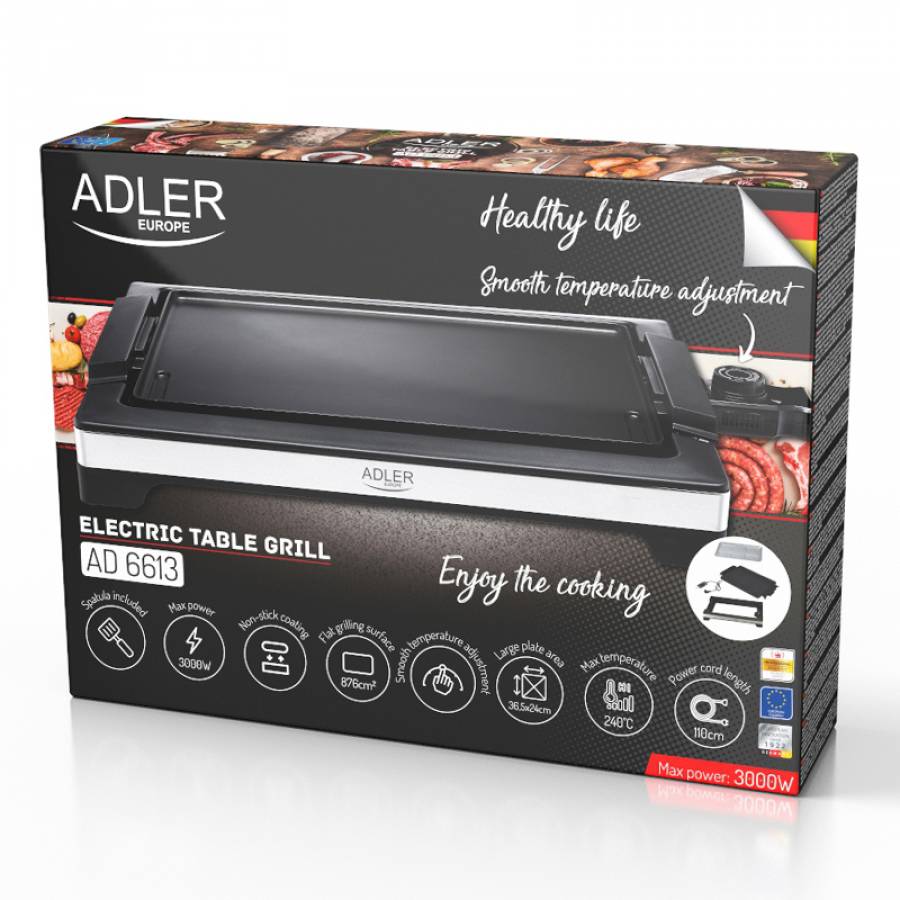 Gril Electric Striat, Neted 3000W Adler 6613 Garden Grill