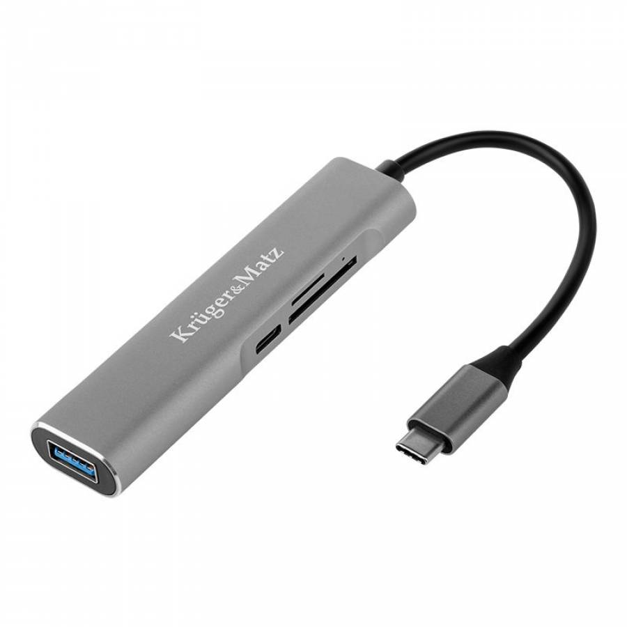Hub USB Tip C, 5 Porturi, HDMI, USB 3.0, Carduri SD, Micro SD, Argintiu