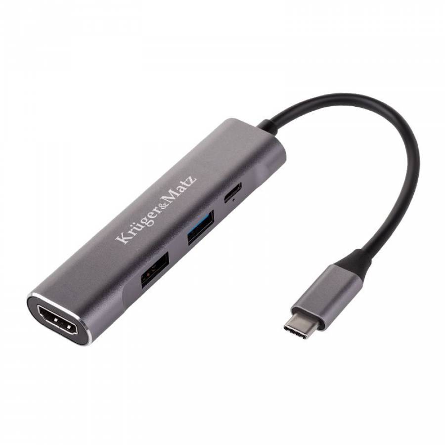 Hub USB 4 Porturi HDMI USB Kruger&Matz Argintiu