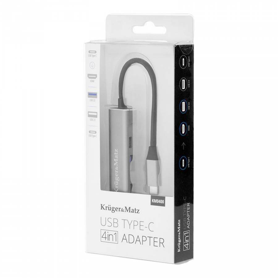 Hub USB 4 Porturi HDMI USB Kruger&Matz Argintiu