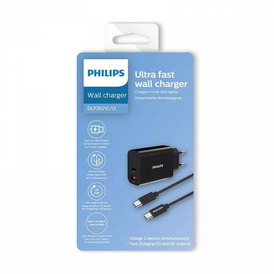 Incarcator USB Tip C si A Rapid, Negru.