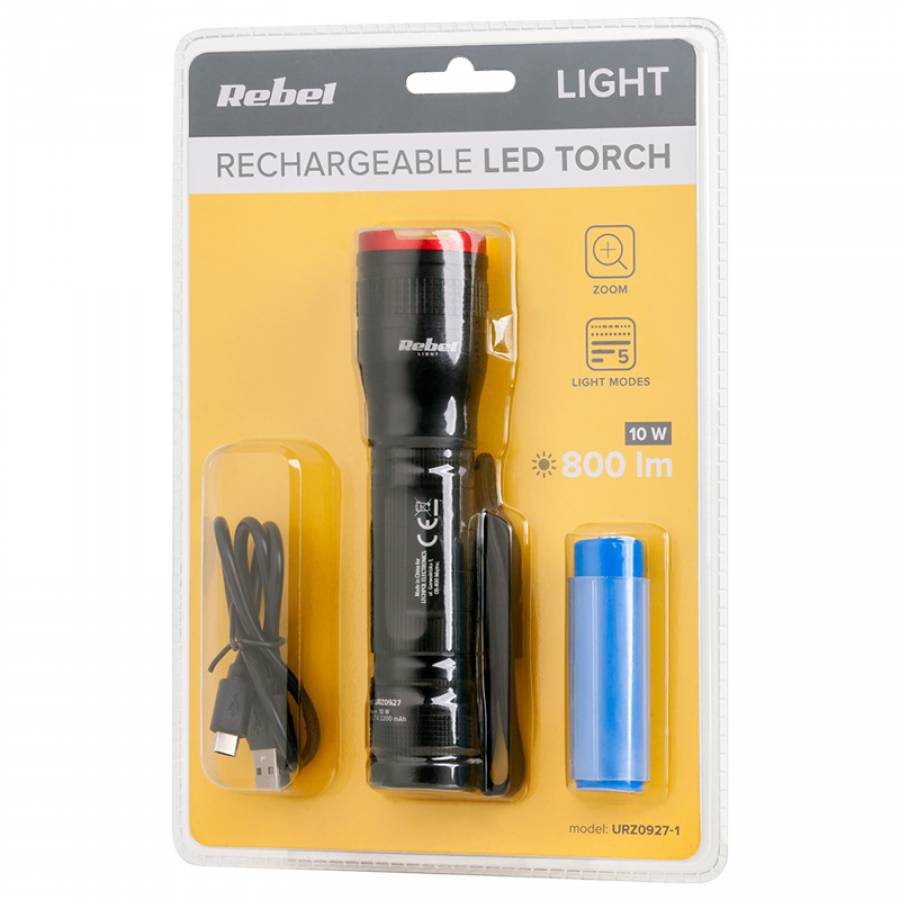 Lanterna Aluminiu 10w Cu Acumulator 2200mah Rebel