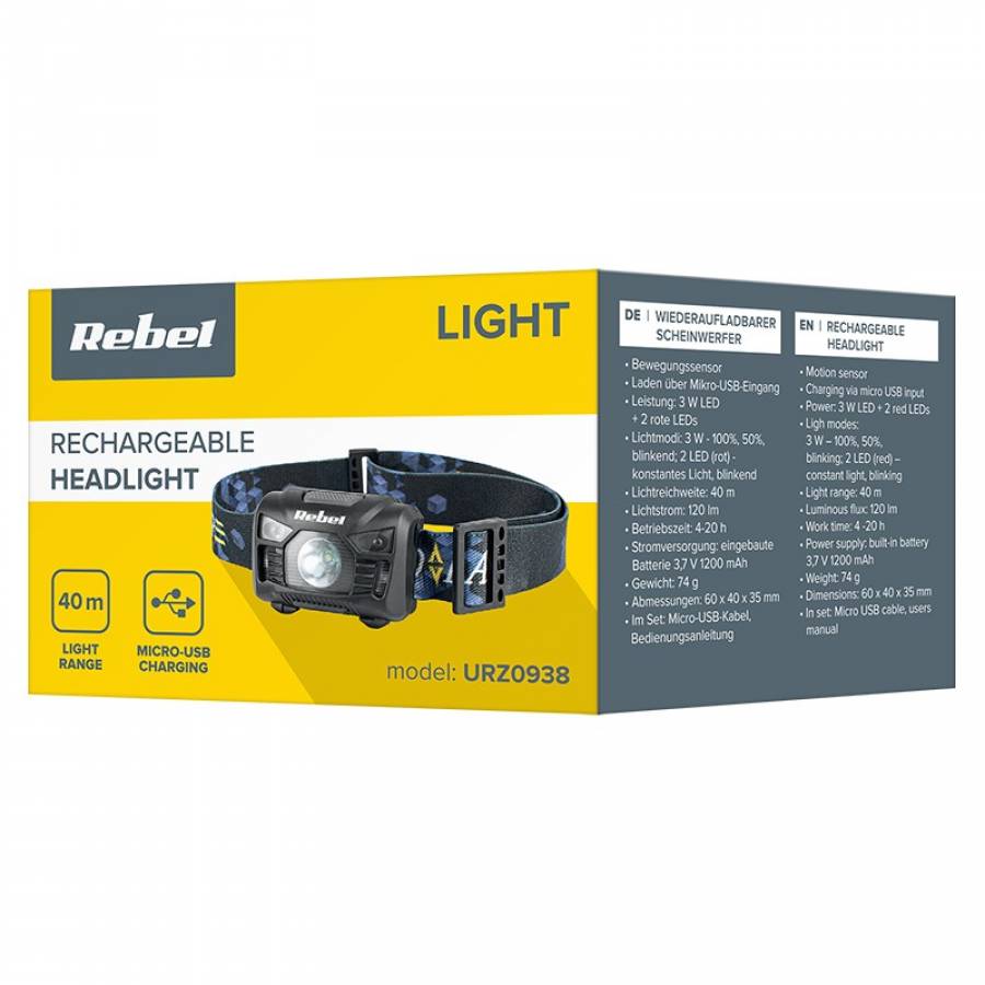 Far Frontal Cu Bateria Reîncărcabilă 3w Rebel