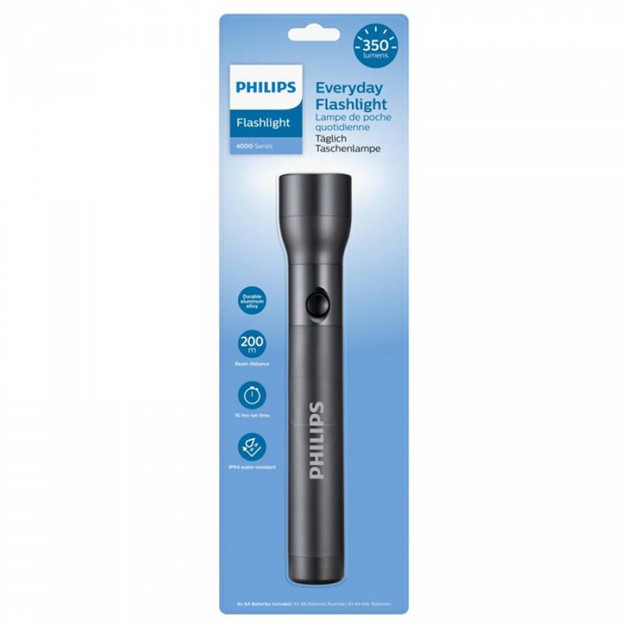 Lanterna Led Aluminiu 350 Lumeni Philips, 6 Baterii AA
