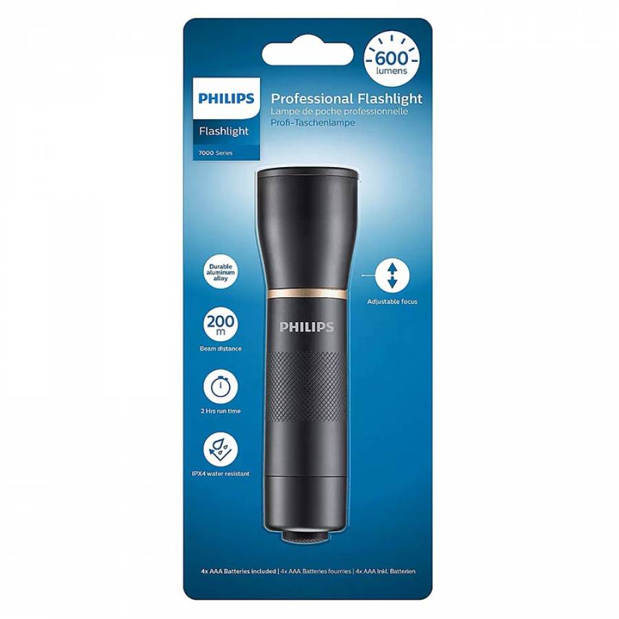 Lanterna Aluminiu 600 Lumeni 4 AAA Philips