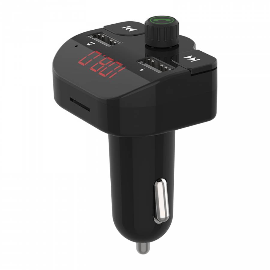 Adaptor FM Bluetooth 5.0 cu 2 porturi USB auxiliare.