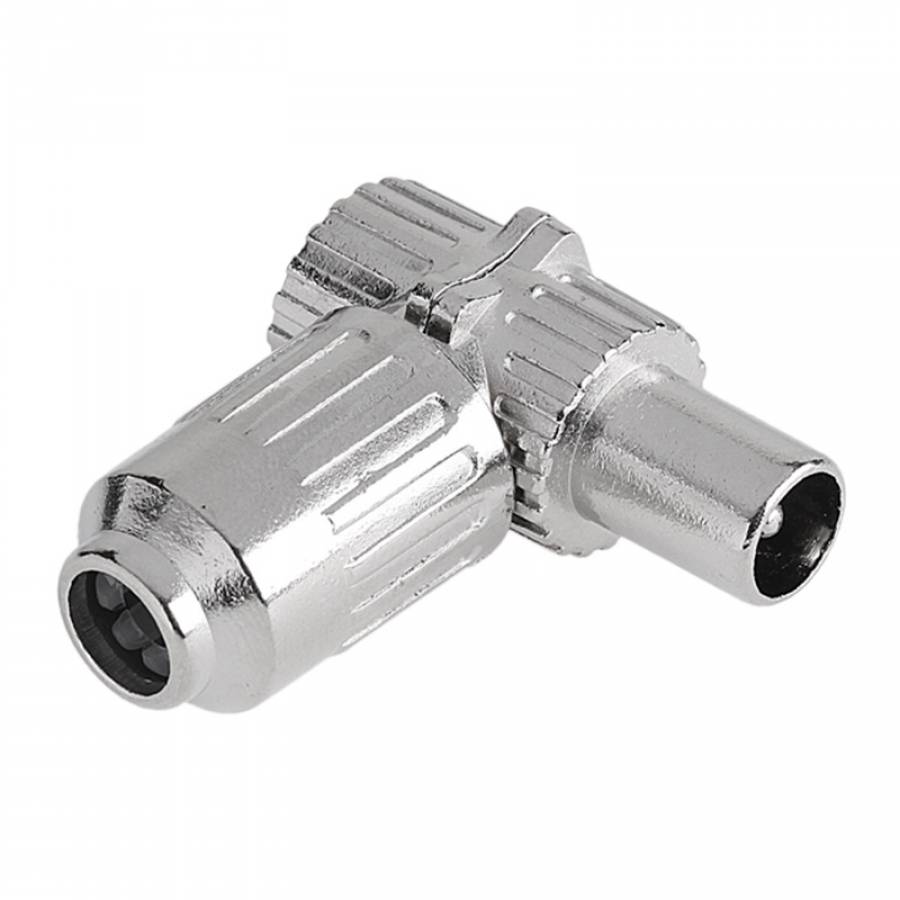 Mufa Antena TV Tata Metal Unghi 90 Nichel