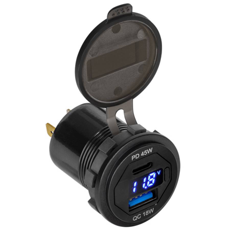 Montaj rapid mufă încărcare USB PD și QC 3.0 63W.