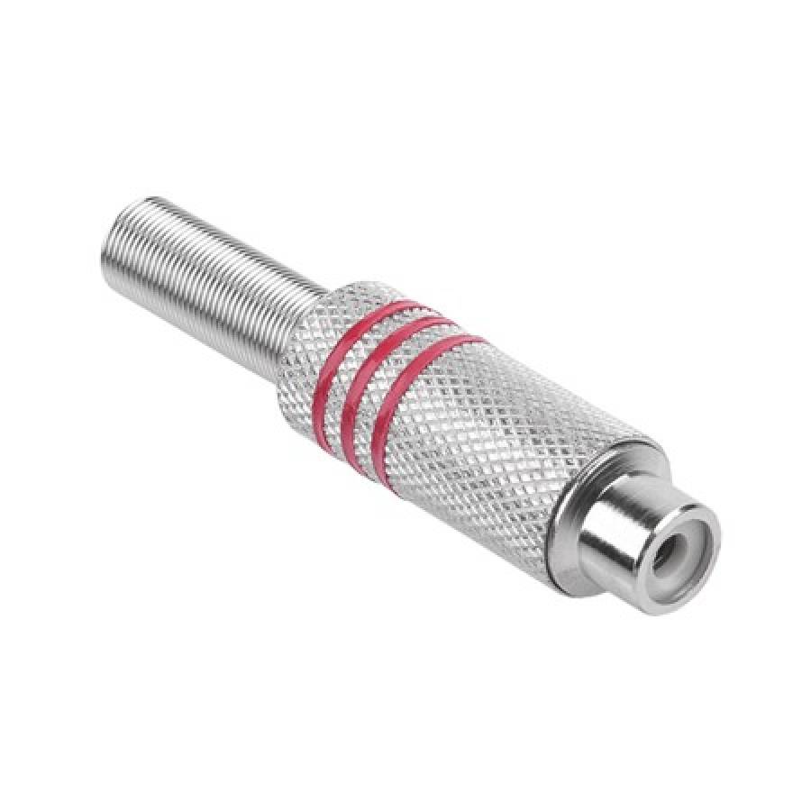 Mufa RCA Mama Metal Nichel Cu Trese Rosii