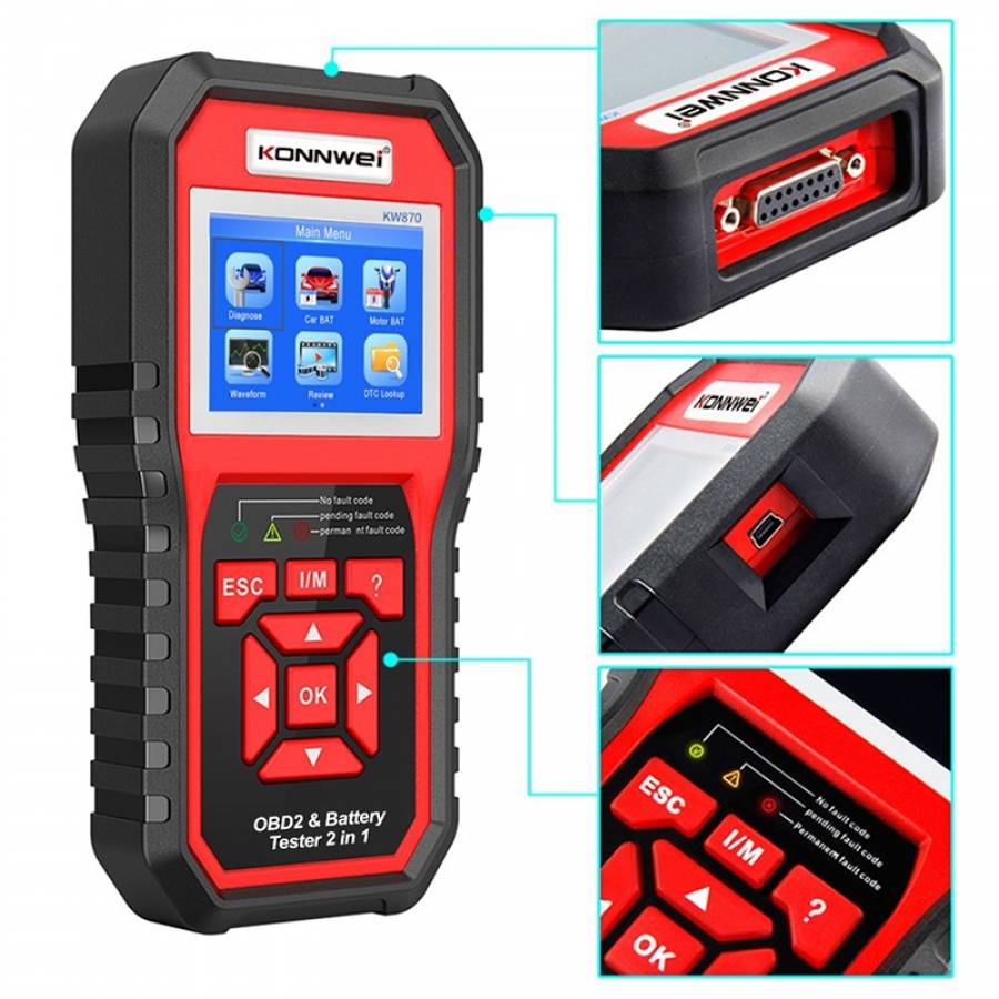 Multifunctional scanner auto OBD2 KW870 Konnwei.