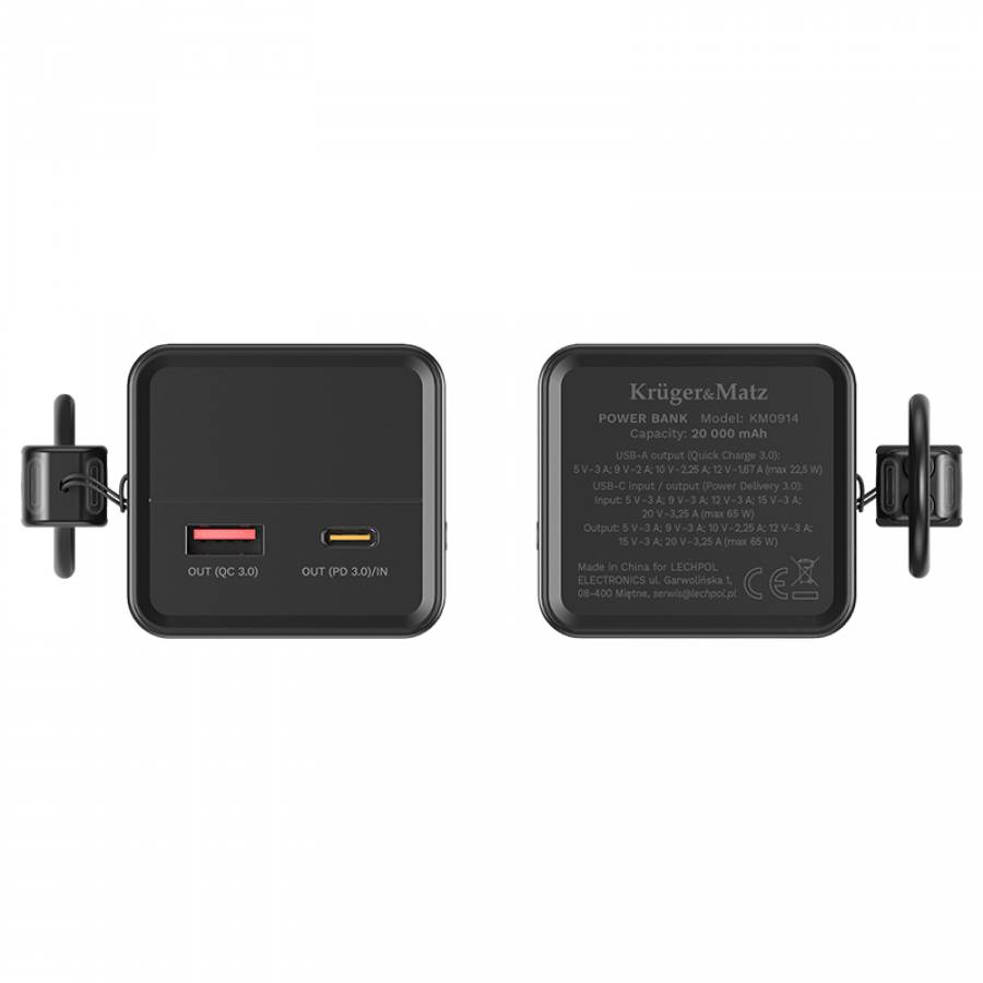 Baterie portabila 20000 mAh Li-ion 65W Quick Charge PD Kruger&Matz