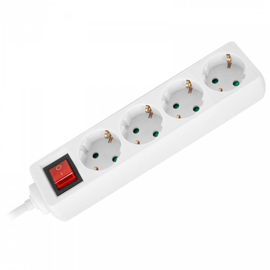 Prelungitor cu 4 prize si intrerupator, cablu 3x1.5mm, 2.0m.