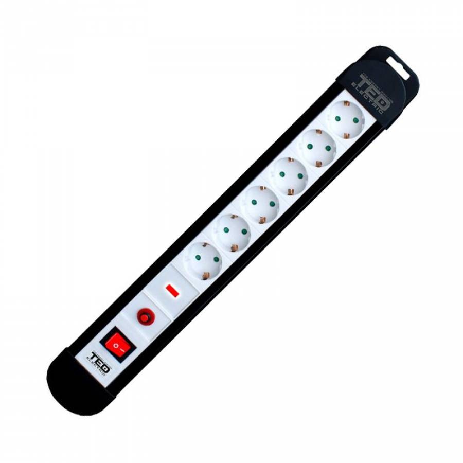 Prelungitor 6 prize protejat 5m - 3x1.5mm2