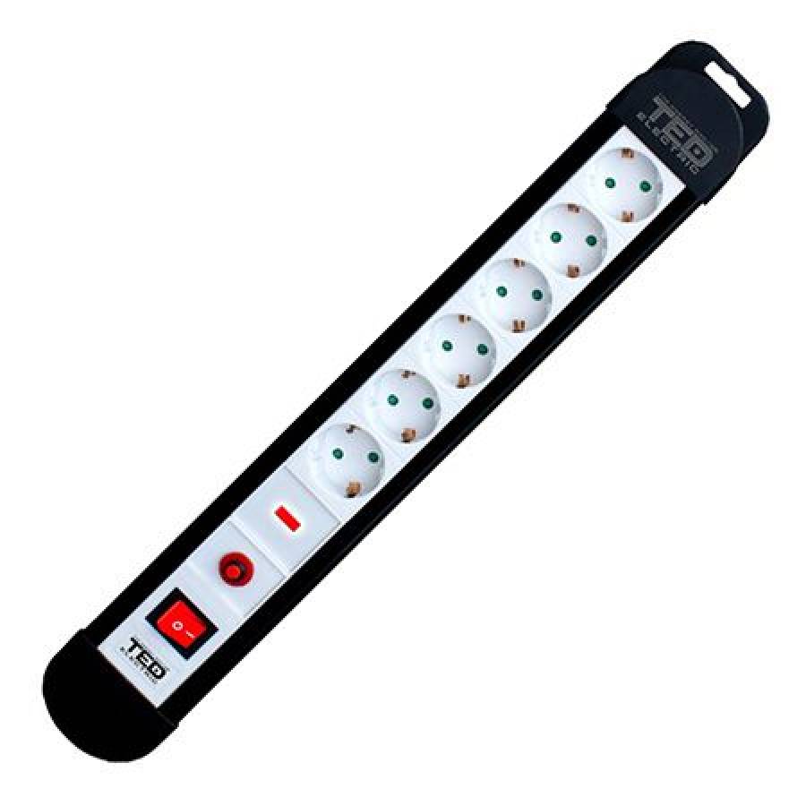 Prelungitor 6 prize protejat 5m - 3x1.5mm2