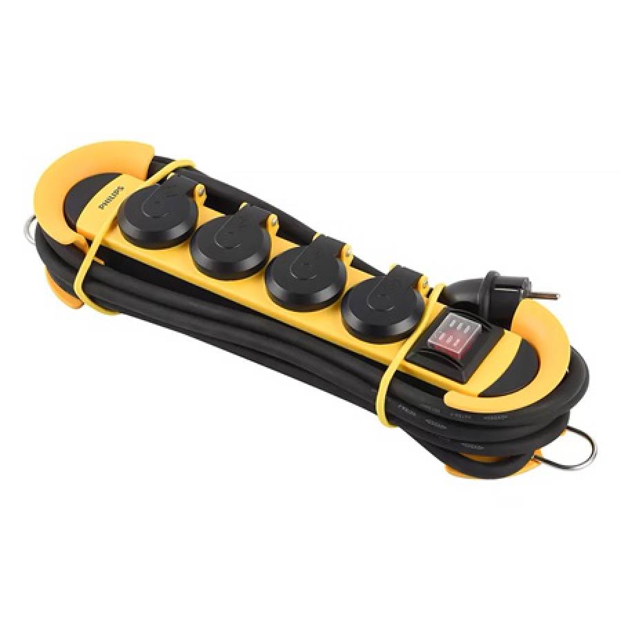 Prelungitor Philips, protecţie IP44, 4 prize, 5m