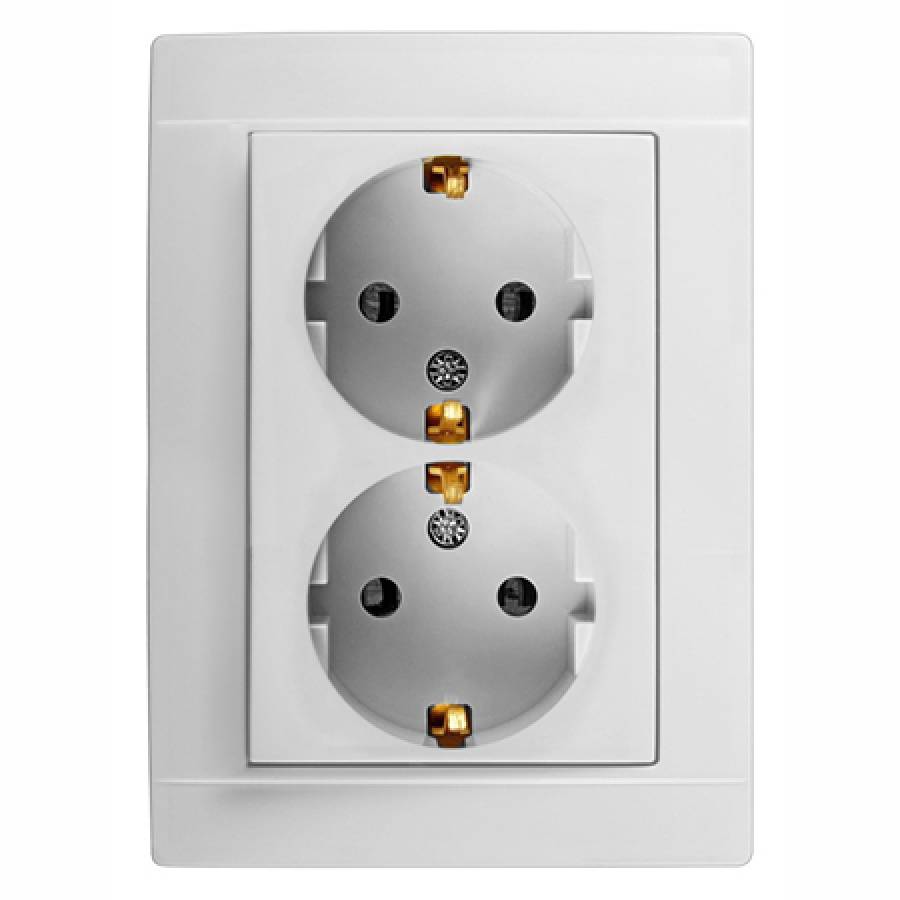 Priza dubla pentru tencuiala cu pamantare - 16A/250V