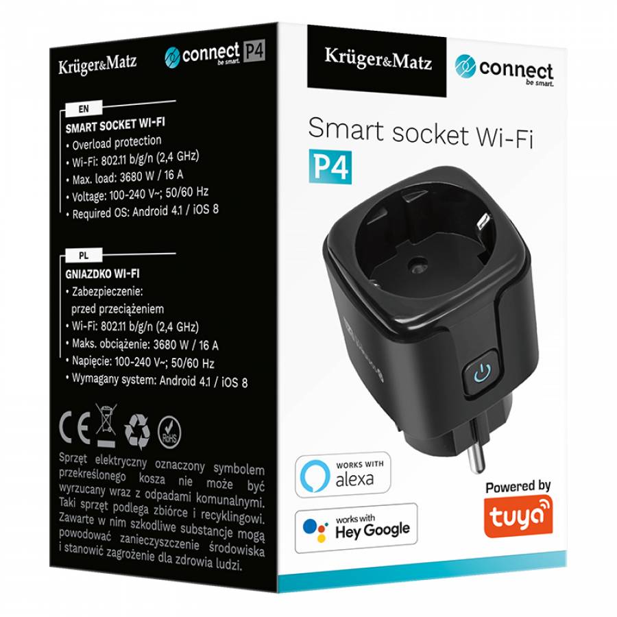 Conectare inteligenta priza WiFi Tuya Kruger&matz P4