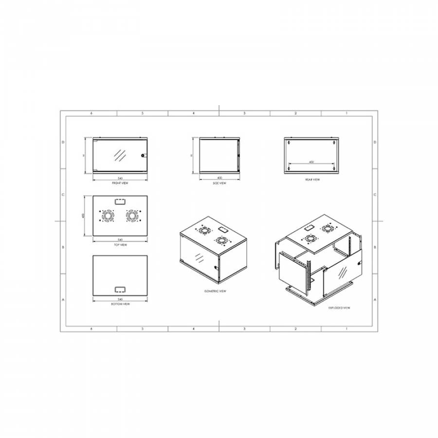 Cabinet metalic, montant fata, telecomunicatii, 19''