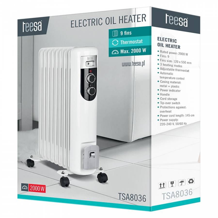 Radiator Ulei 9 Elementi 2000w - Putere, Elemente, Control, Dimensiuni