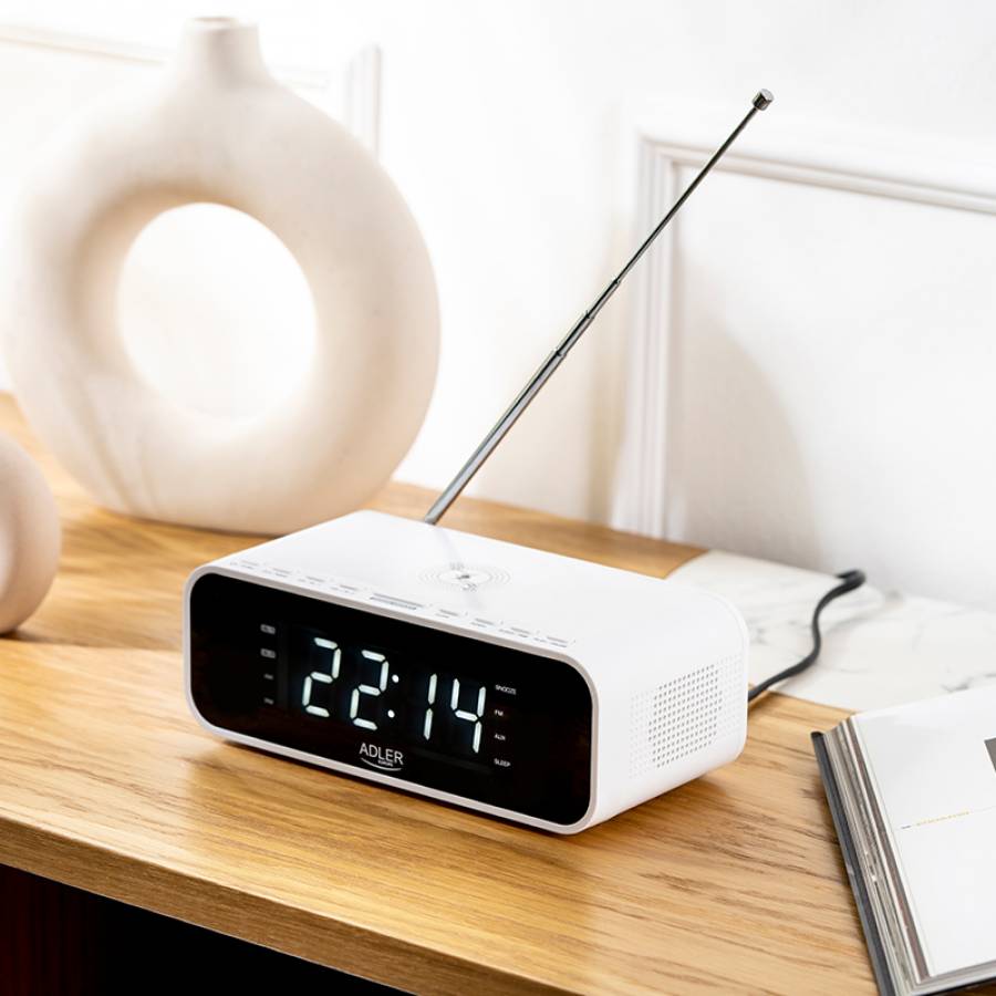 Radio Cu Ceas Incarcare Wireless Ad 1192 Alb Adler