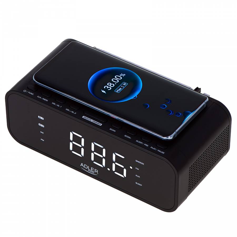 Radio Cu Ceas Incarcare Wireless Ad 1192 Negru Adler