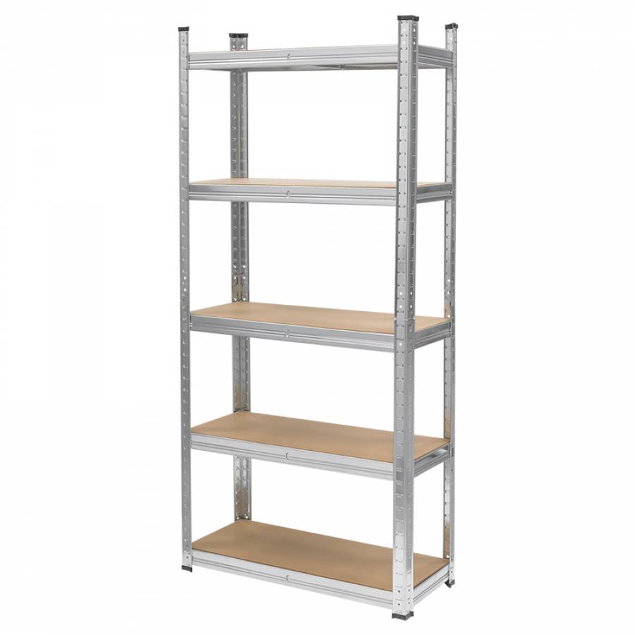Raft metalic cu 5 polite din MDF, rezistent, dimensiuni mari.