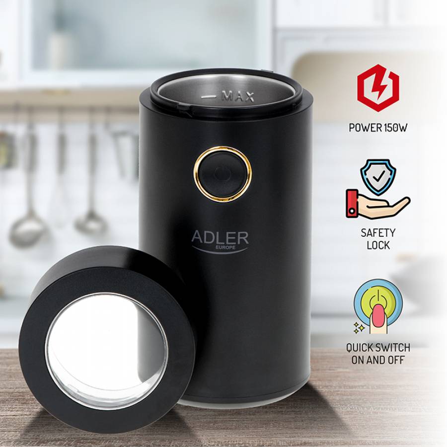 Rasnita Cafea Electrica Cu Tolba Nera Adler