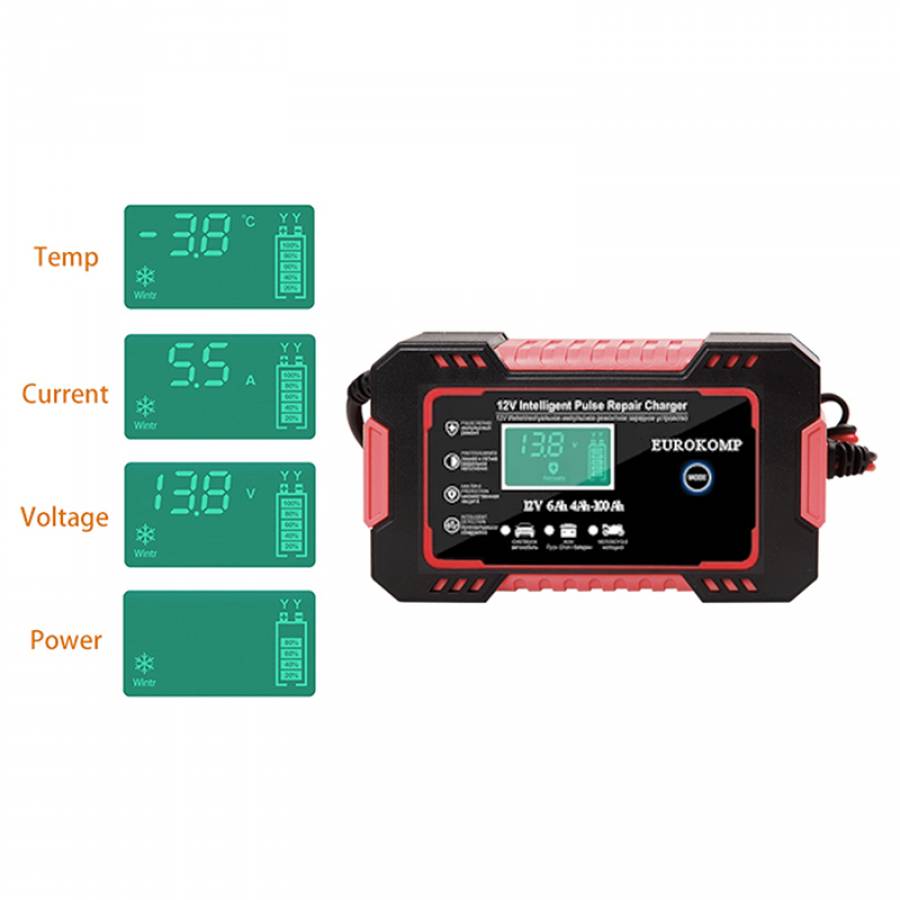 Incarcator Baterie Auto 12v 6a (rosu-negru)