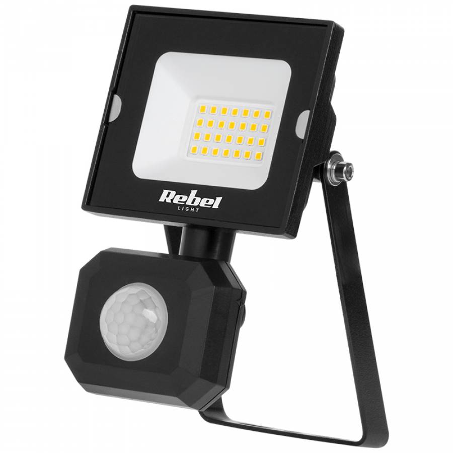 Reflector LED cu senzor de mișcare, 20W, 6500K, 230V.