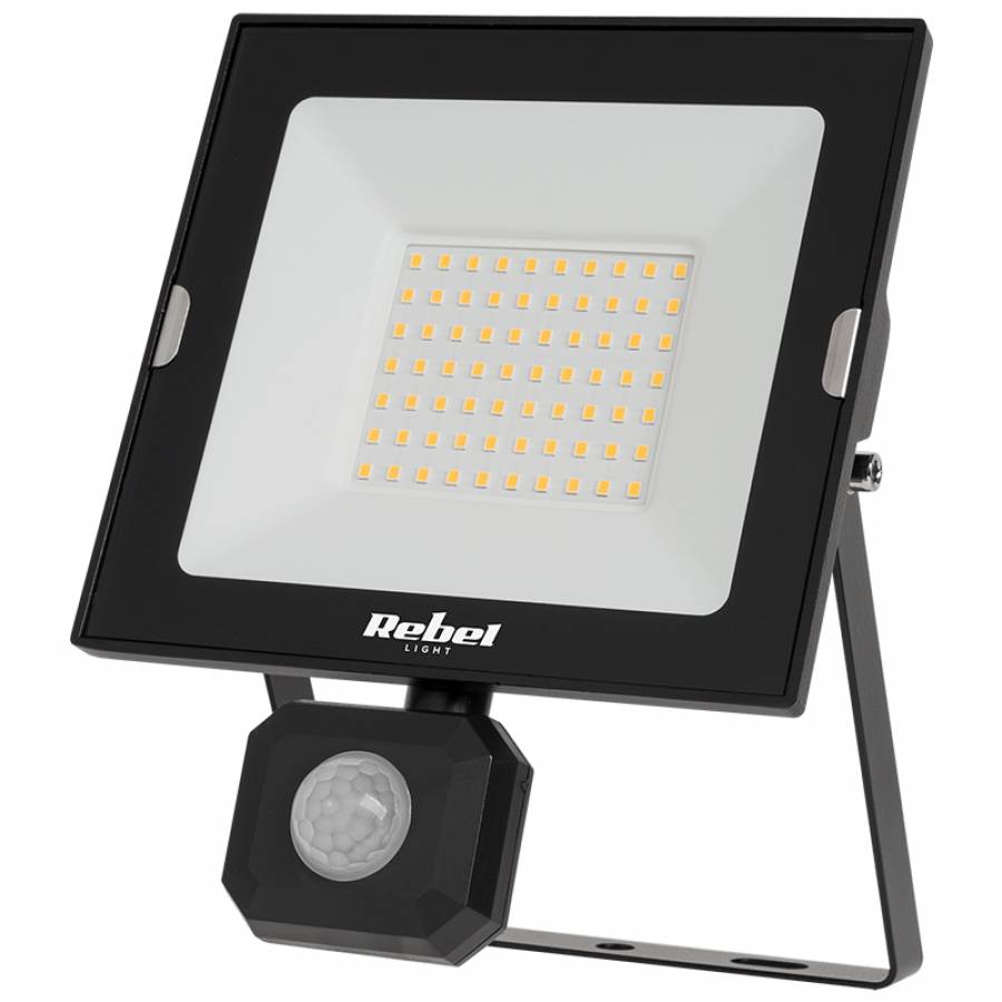 Senzor de miscare LED 50w cu reflector alb rece
