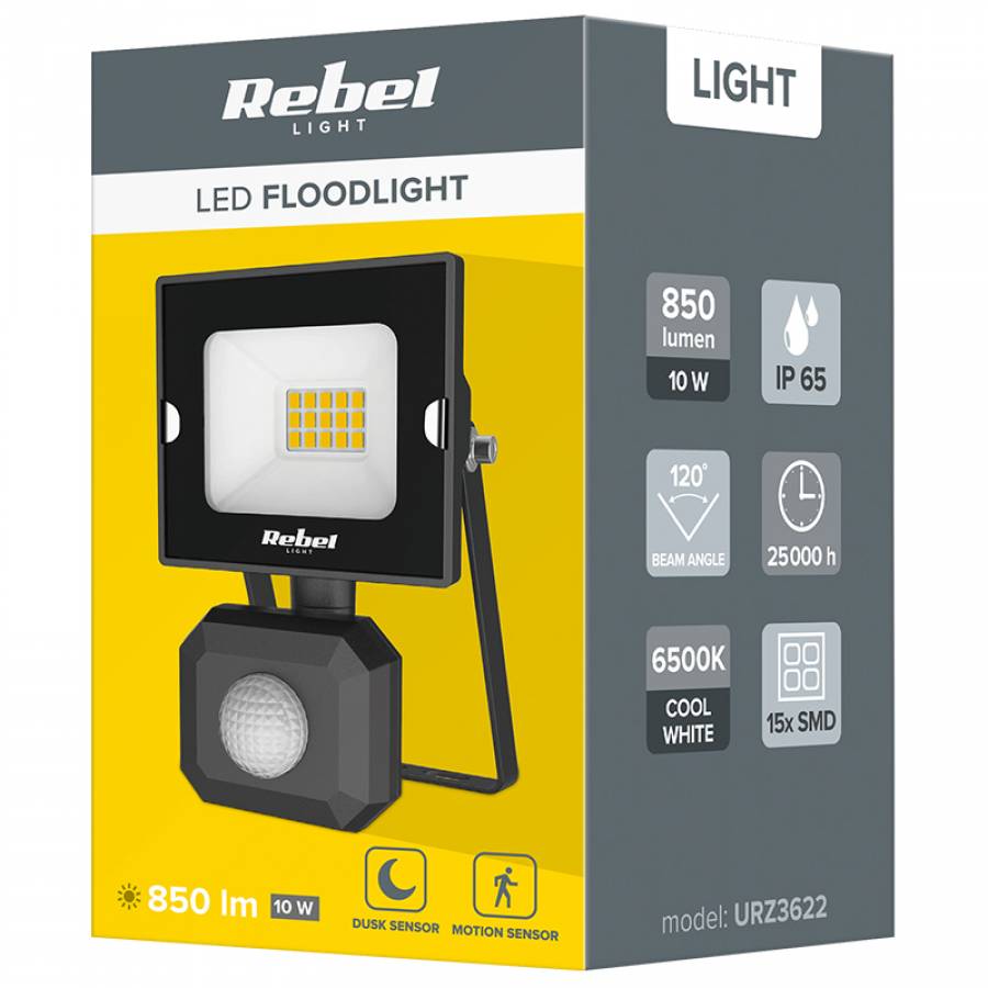 Lampa cu Senzor de Miscare LED 10W 6500K 230V Rebel