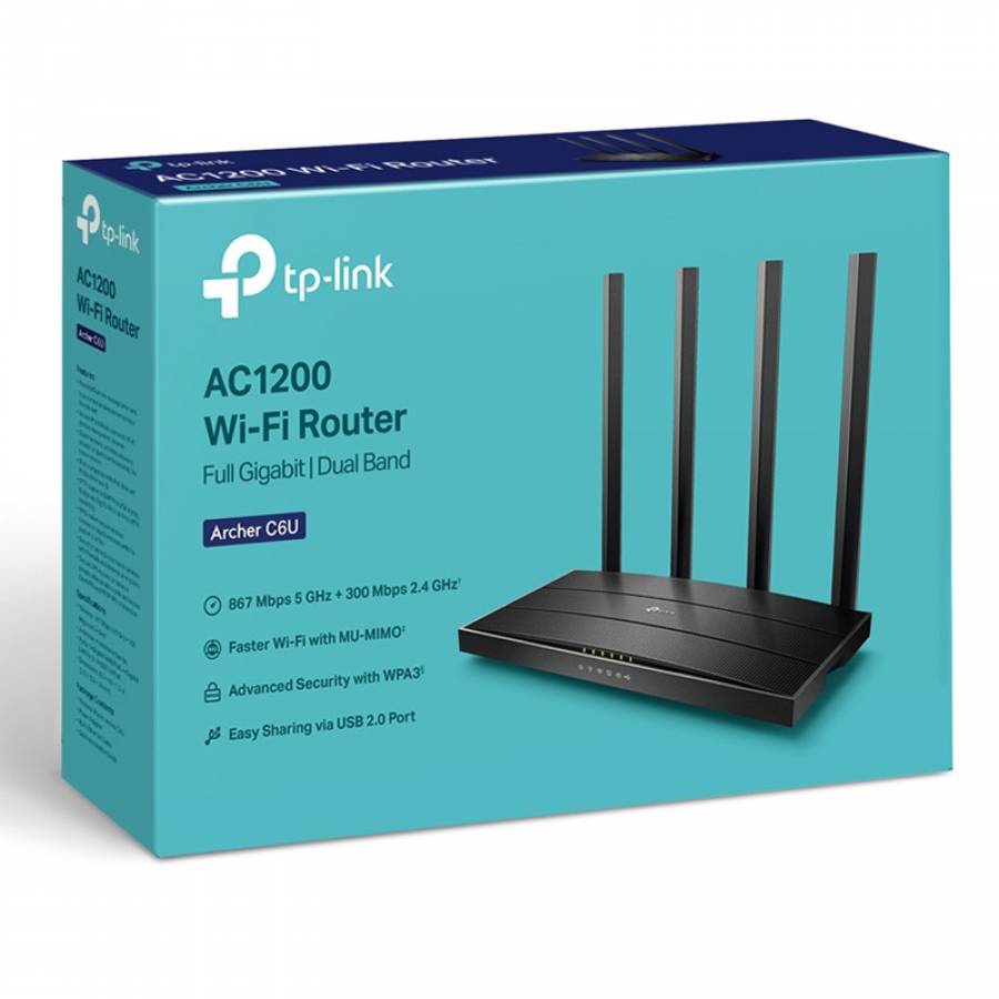 Router Wireless Gigabit Archer C6U TP-Link negru - 1200 Mbps