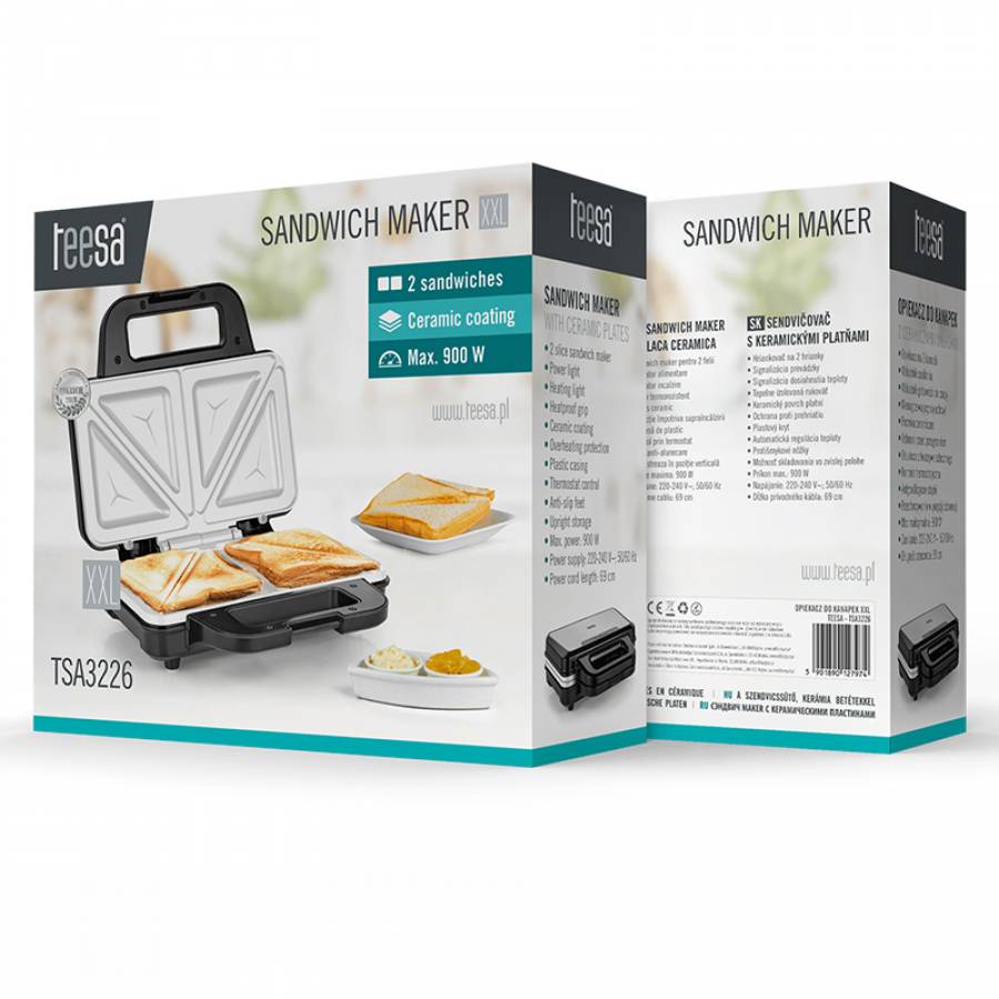 Sandwich Maker Ceramic Xxl 900w Teesa