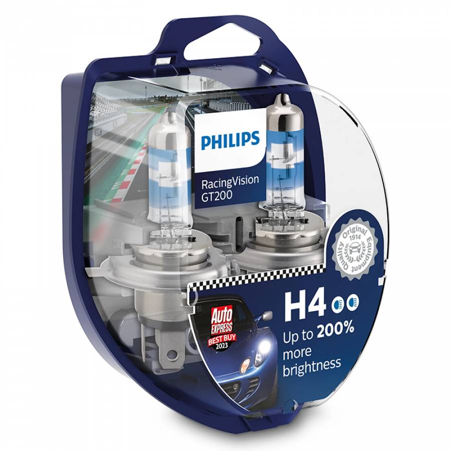 Set 2 Buc Becuri Auto H4 Racing Vision Philips