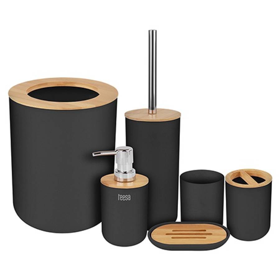 Set 6 Accesorii Baie Negru Elegant pentru Unicul Tau Spațiu