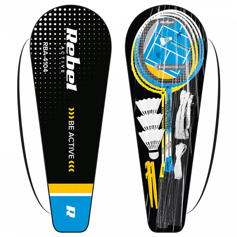 Set complet pentru badminton, cu fileu inclus, de la Rebel Active.