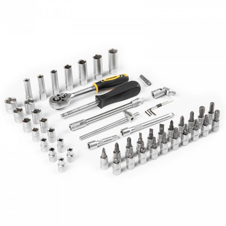 Set cheie tubulare si biti cu clichet, 53 piese Fieldmann