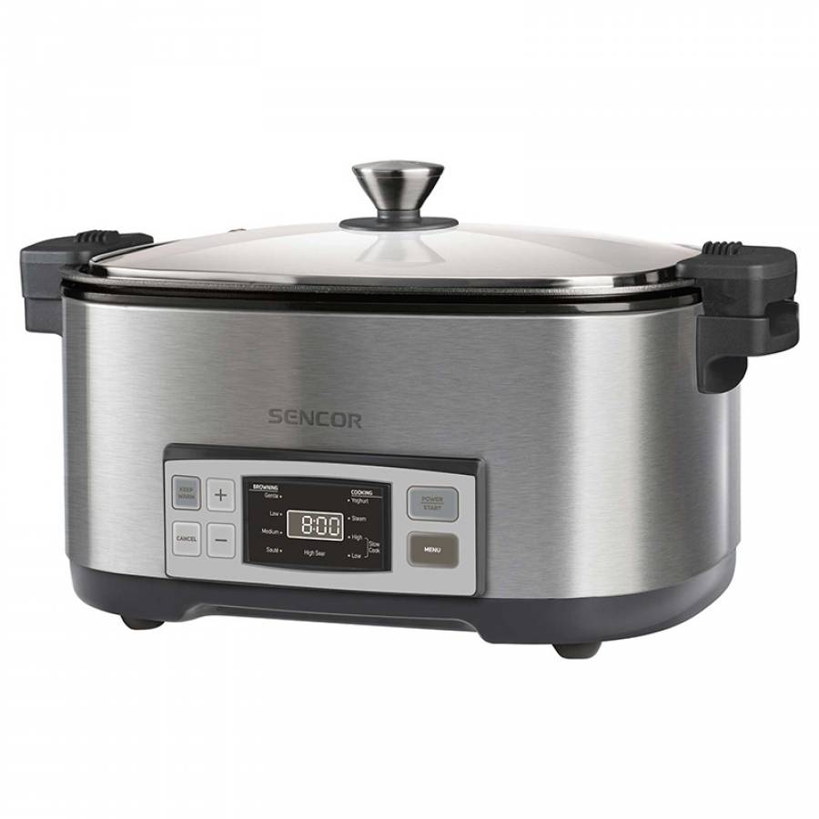 Slow Cooker cu Capacitate 6 L, Putere 1350 W, Argintiu