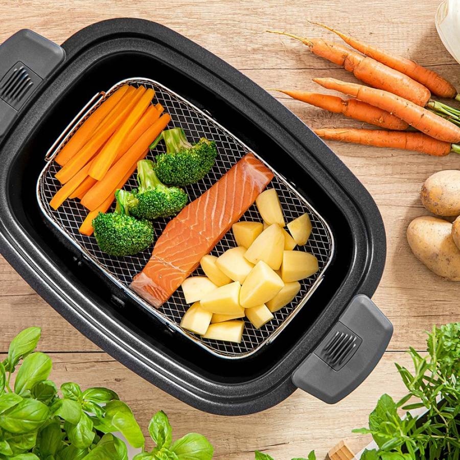 Slow Cooker cu Capacitate 6 L, Putere 1350 W, Argintiu